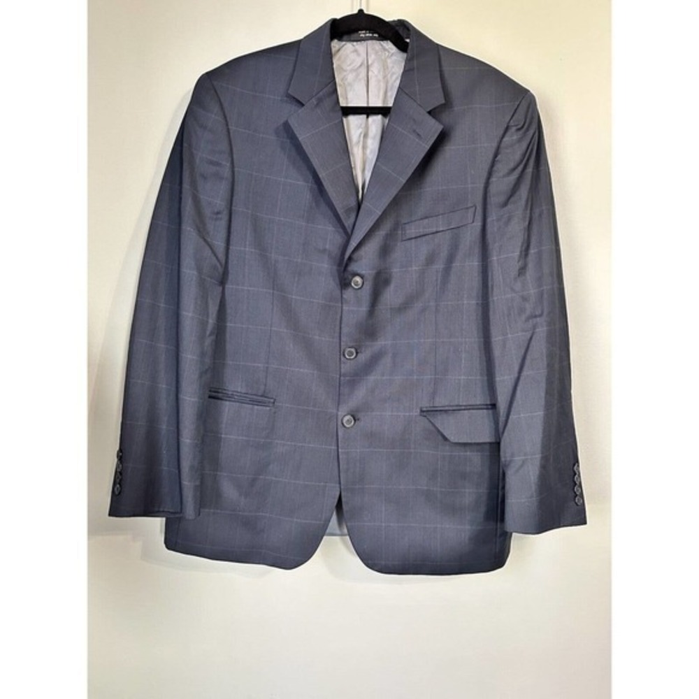 Andrew Fezza Men's Blazer Sport coat Jacket‎  armpit to armpit 45 inches Blue